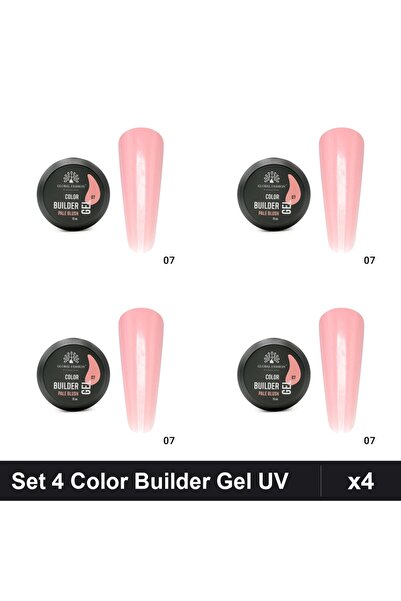 global fashion Set 4 Color Builder Gel UV 15g Nr.07 Pale Blush, Constructie U...