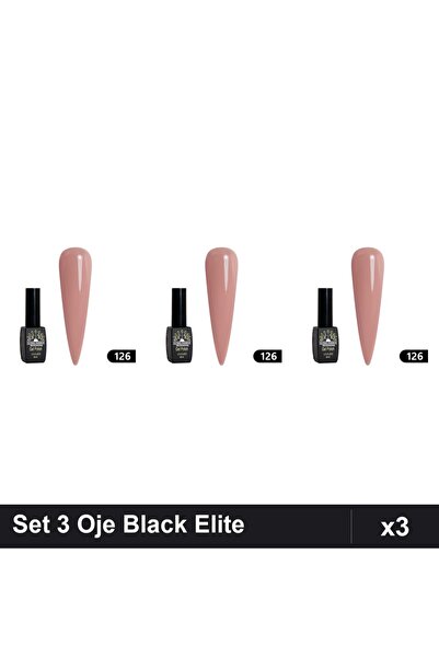 global fashion Set 3 Oje Semipermanente Black Elite 8ml, Manichiura UV/LED Pr...