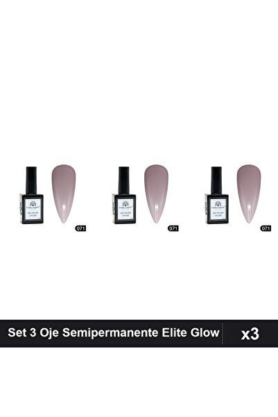 global fashion Set 3 Oje Semipermanente Elite Glow 15ml, Gel Polish UV/LED