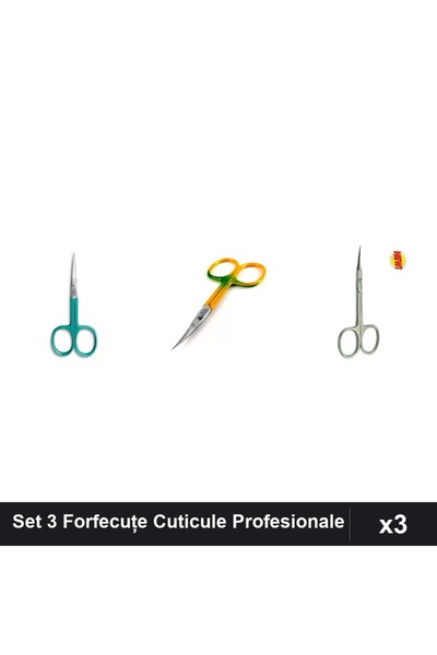 One Group Set 3 Forfecuțe Profesionale Cuticule One Group, Turcoaz Degrade Sa...