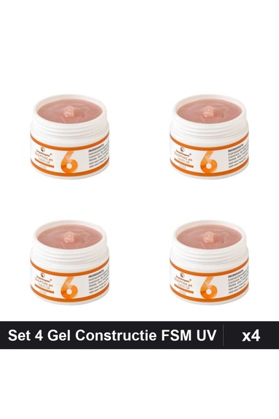 FSM Set 4 Gel de Constructie UV LED 15g, Builder Gel Transparent 06, Manichiu...