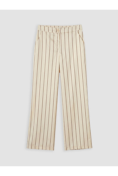 LC Waikiki Nevavm Striped Wide Leg Women's Trousers with a Difference