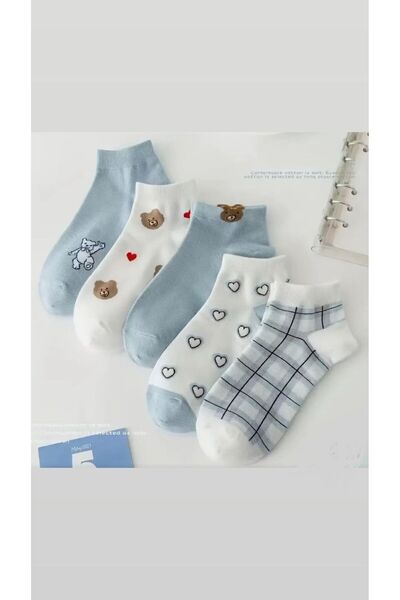 Meguca Socks 5 Pairs of Women's Cute Cartoon Booties Socks Set