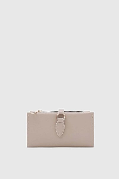 Shule Bags Maxi Snap Closure Women's Wallet Beige