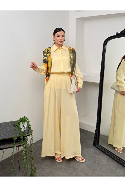 Hatun Atila Oversize Shirt and Wide-Legged Trousers Comfortable Cut Basic Mod...