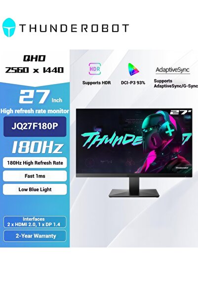 THUNDEROBOT شاشة ألعاب 27 بوصة بدقة 2K QHD وتردد 180 هرتز، تقنية Fast IPS، زم...