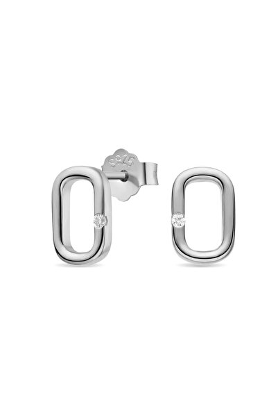 Lisa&Co. Cercei Argint Buckle Argint placat cu rodiu / Zircon / Alb
