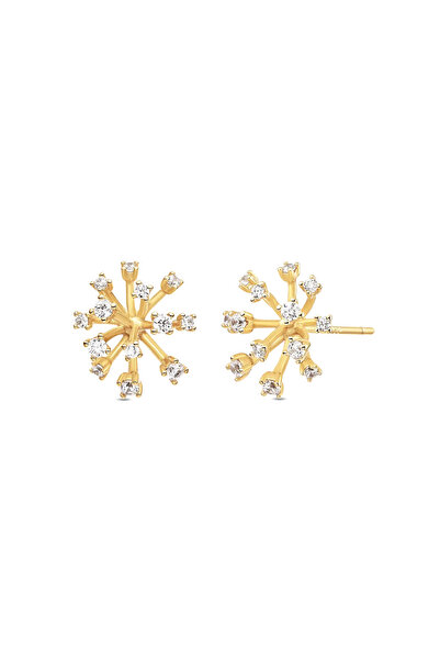 Lisa&Co. Cercei Argint Fiore Argint placat cu rodiu / Zircon / Alb