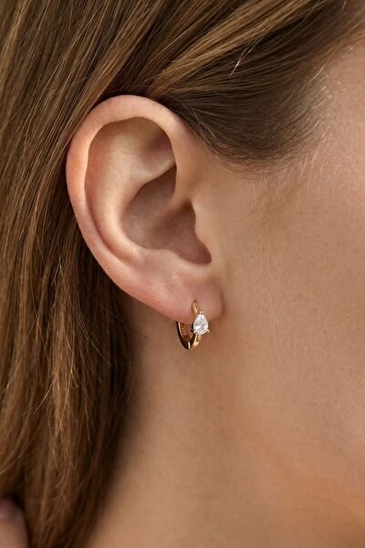 Lisa&Co. Cercei Argint Simple Pear Argint placat cu rodiu / Zircon / Alb