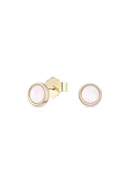 Lisa&Co. Cercei Argint Mother of Pearl Circle M Argint placat cu aur galben /...
