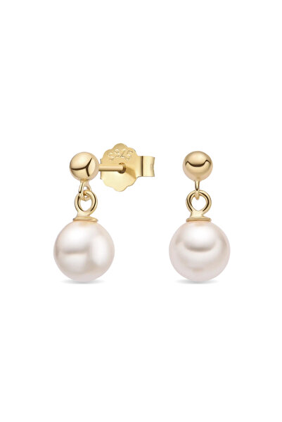 Lisa&Co. Cercei Moving Pearl Drop Argint placat cu aur galben / Shellpearls /...