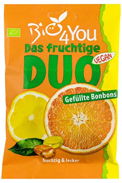 BIO4YOU Dropsuri bio Duo cu lamaie si portocale, 75g Bio 4 You