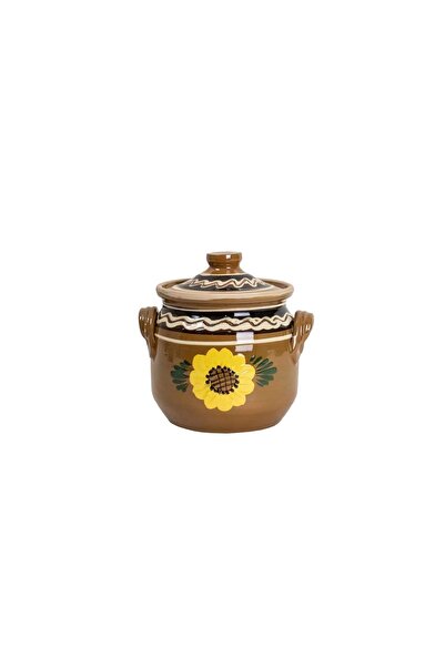 FOXMAG24 Oală de lut cu capac, diametru 18 cm, capacitate 4 litri