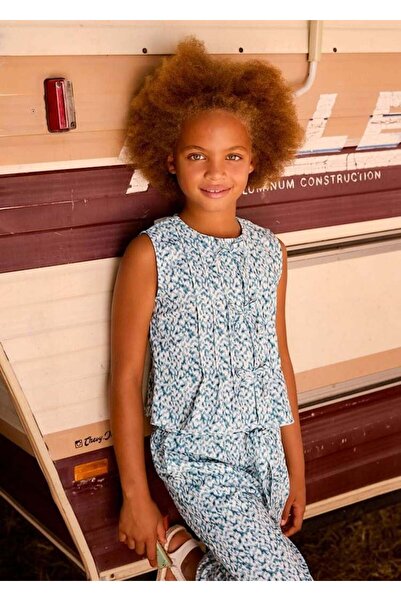 MAYORAL Floral Bow Blouse 8-14 Years Blue