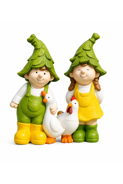 OEM Set de 2 figurine ceramice, pentru grădină sau balcon