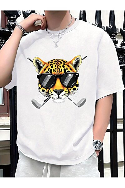 bolivia's 180g Pure Cotton Golf T-Shirt - Leopard Print Golf Club & Cheetah D...