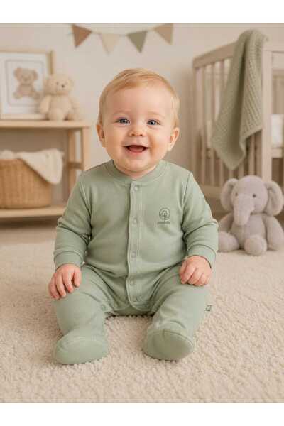 Pambuliq Organic Cotton Baby Romper with Snap-On Booties