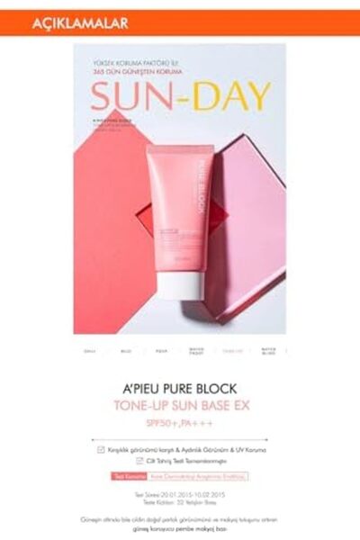 Yıldızan Aydınlık Görünüm Sunan Güneş Koruyucu A'PIEU Pure Block Tone-Up Sun ...