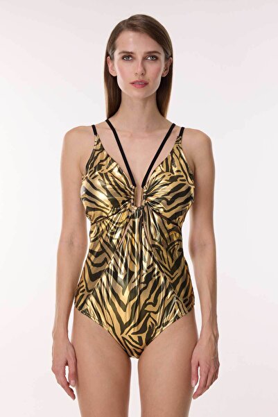 AYYILDIZ 5225 Shiny Black Strappy Swimsuit