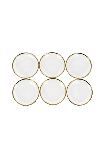 Catherine Malandrino 6 Pcs Embossed Clear Glass With Golden Rim Desert Plate ...