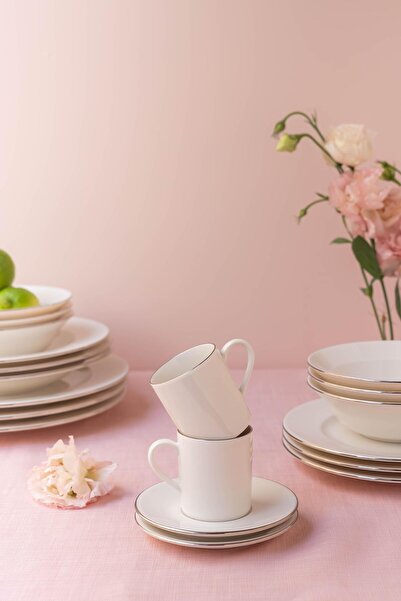 Soley Ceyda |   Platinum Edged 4 Piece 2-Person Porcelain Coffee Cup Set