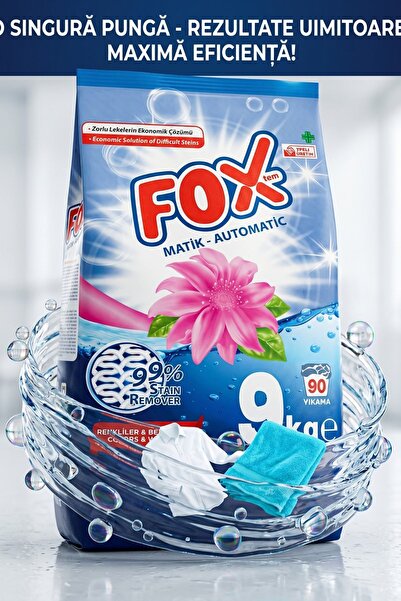 Foxtem Detergent pudră automat premium 9 kg (90 spălări)