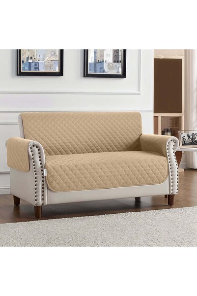 COTTON HOME Ultimate Sofa Protector 2 Seater: Water Resistant Sofa Couch Cover for Ultimate Comfort | Furniture Protector for Pets Kids - Brown