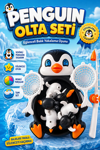 viyol marketim Mıknatıslı Balık Yakalama Oyunu – Penguen Olta Balık Tutma Set...