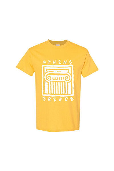 GILDAN Κοντομάνικο βαμβακερό μπλουζάκι Αθήνα Ελλάδα - ΚΙΤΡΙΝΟ, XL