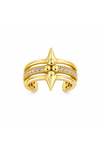 Selay Accessory أقراط أذن بتفاصيل نجمة ذهبية (أقراط كربونيل)