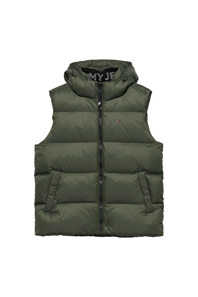 Tommy Hilfiger Mens Sleeveless Water-Repellent Hooded Relaxed Down Vest S