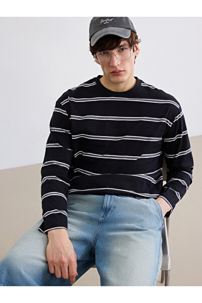 LC Waikiki Peak New Season Crew Neck Long Sleeve Striped Men's T-Shirt