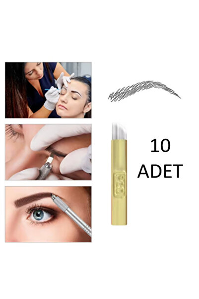 estorilcosmetic microblading 12f Gold bıçak kaş nano iğneler 10 adet