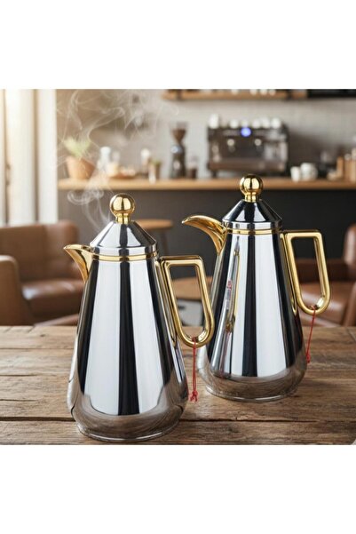 Lavera Set of 2 Silver-Gold Thermos Flasks