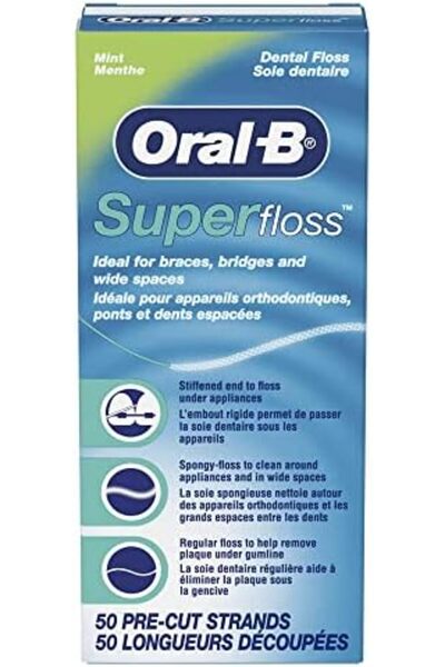 Yıldızan Oral-B Super Floss Önceden Kesilmiş Teller Diş İpi, Nane, 50 Adet 10...