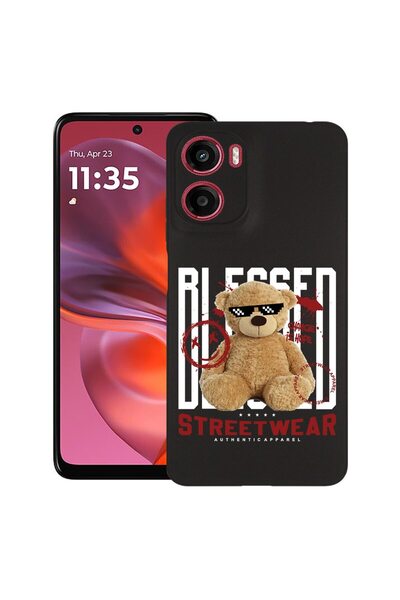 bestcase Калъф за Motorola Moto E15 / Moto G05, Мече със сламка, Тънък силико...