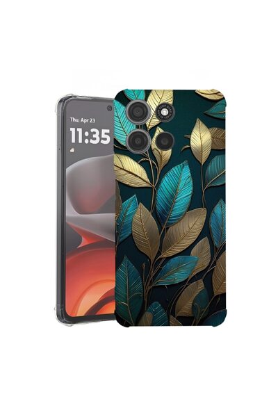 bestcase ¬Æ Husa pentru Motorola Moto G15, Anti Shock 1.5MM, Golden Feathers,...
