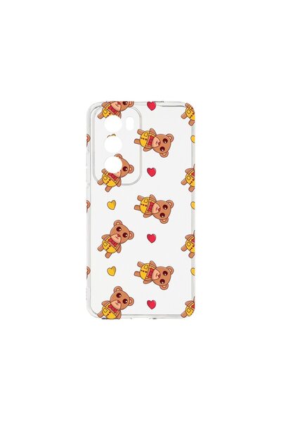 bestcase ¬Æ Husa Clear Silicon 2MM, Compatibila Cu OPPO Reno12 5G, Teddy Bear...
