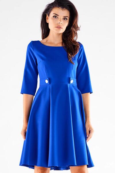 Awama Women's dress, Awama, Flared, Decorative details, Blue, XL