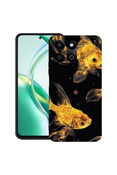 bestcase Θήκη για Honor 200 Smart, Λεπτή Σιλικόνη, Χρυσά Ψάρια, Προστασία Κάμ...