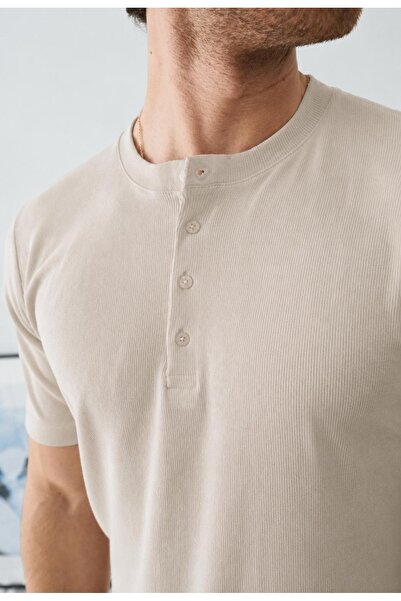 Ribana Henley Taş T-shirt