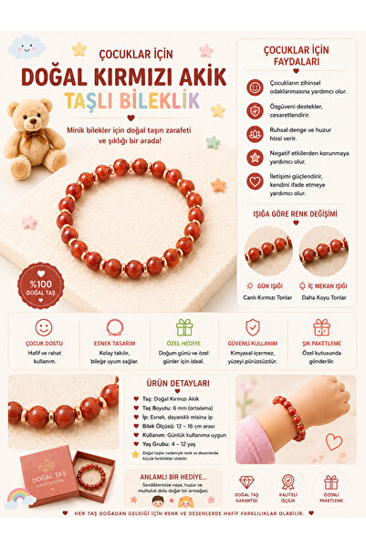 Çocuk Doğal Taş Akik Bileklik