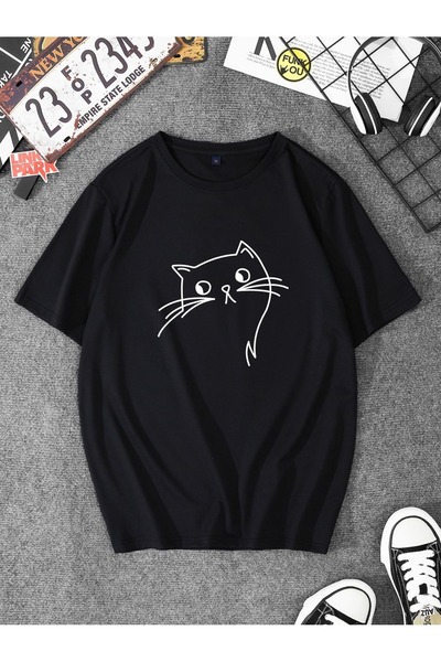 bellanova Oversize Minimalist Graphic Printed Short Sleeve T-Shirt