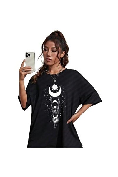 bellanova Oversize Minimalist Graphic Printed Short Sleeve T-Shirt
