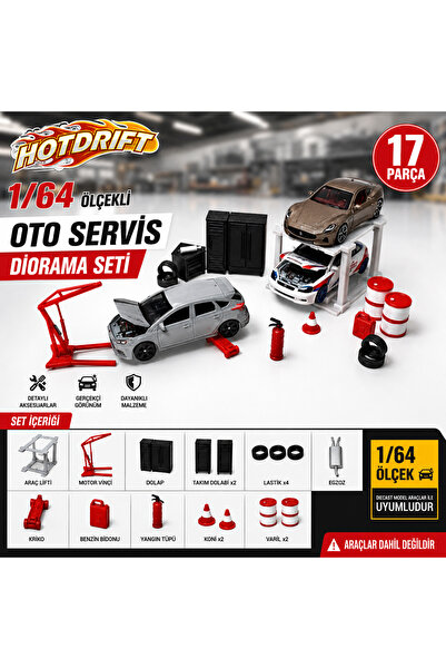HOT WHEELS 1/64 Diorama Garaj Seti – Mini Oto Servis Tamirhane Aksesuar Seti ...