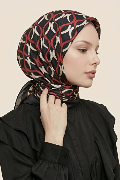 InStyle Spiral Geometric Pattern Red Soft Cotton Scarf