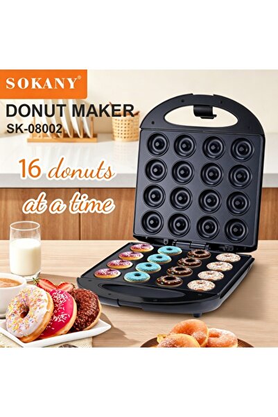 SOKANY 🍩 جهاز صنع الدونات الصغير بقوة 1400 واط، يصنع 16 دونات في المرة الواح...