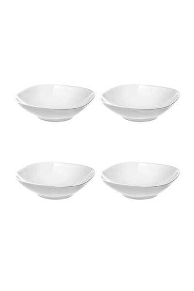 IKEA Feldispat Porcelain 4-Piece Plate Set - 20X20 cm White (Microwave and Ma...