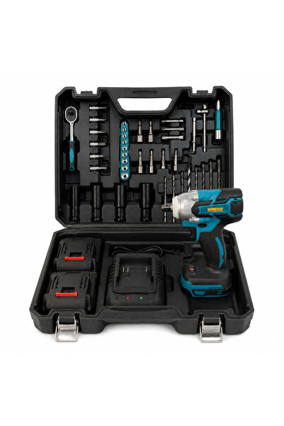 TodayShop Cheie de impact și șurubelniță 550Nm, 43 accesorii, 2 baterii de 48...