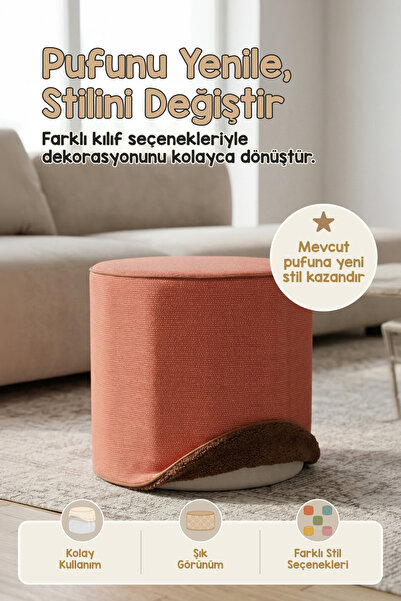 HAMUR Çift Yönlü Çevir Puf Çift Taraflı Yıkanabilir Puf Bench Kılıfı Linen